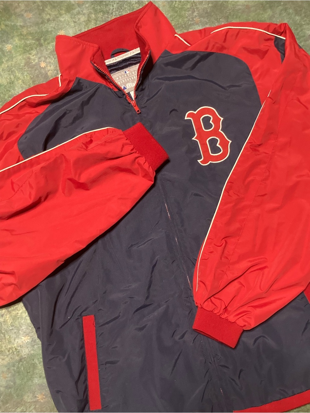 Vtg 2XL Boston Red Sox Majestic Dugout Windbreaker Cool Base FullZip Genuine MLB